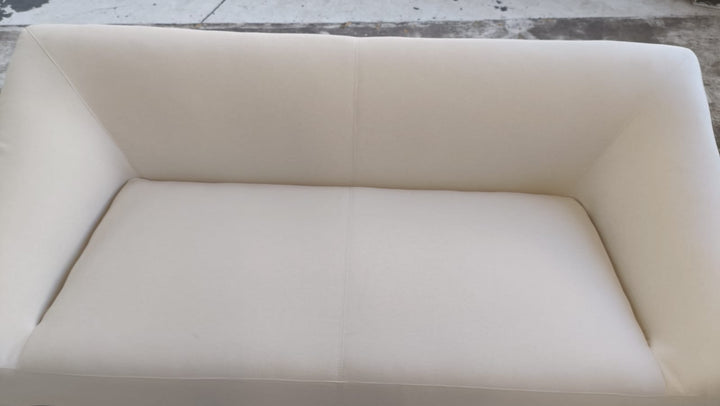 3 Seater Sofa Cream Linen Fabric - W 200 cm x D 95 cm x H 72 cm