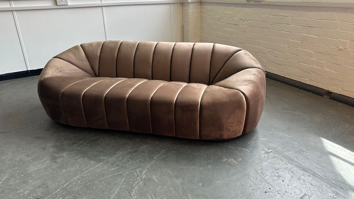 3 Seater Sofa Coffee Brown Velvet - W 210 cm x D 92 cm x H 70 cm