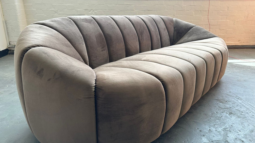 3 Seater Sofa Coffee Brown Velvet - W 210 cm x D 92 cm x H 70 cm