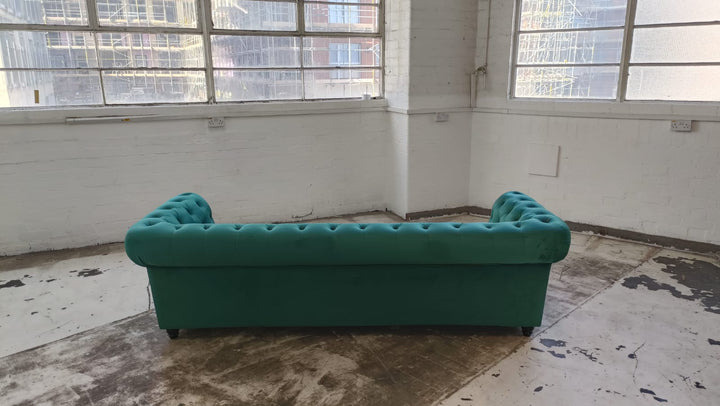 4 Seater Sofa Green Velvet - W 250 cm x D 83 cm x H 74 cm