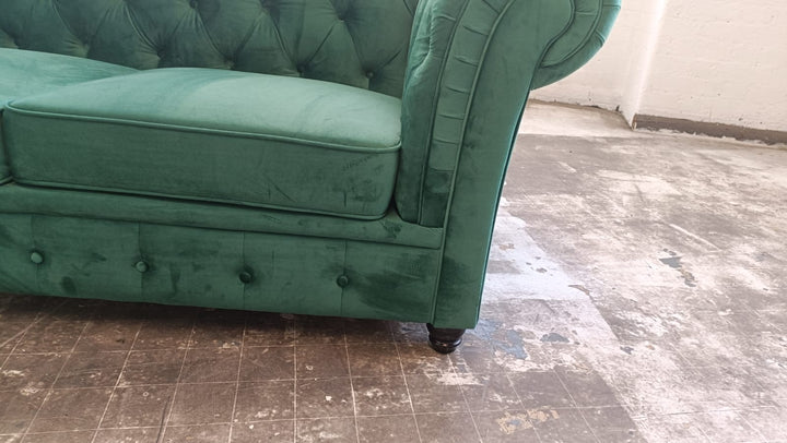 4 Seater Sofa Green Velvet - W 250 cm x D 83 cm x H 74 cm