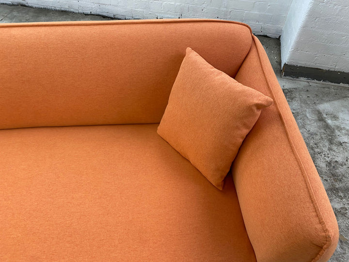 4 Seater Sofa Orange Linen Fabric - W 260 cm x D 90 cm x H 75 cm