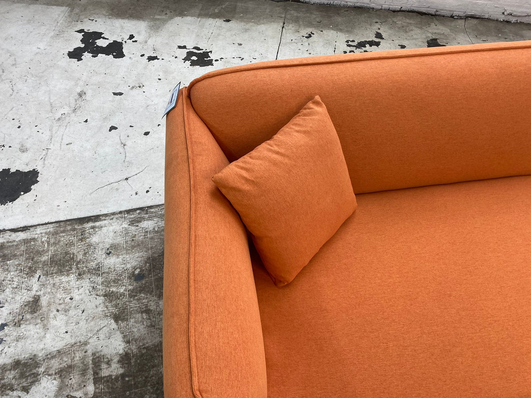 4 Seater Sofa Orange Linen Fabric - W 260 cm x D 90 cm x H 75 cm