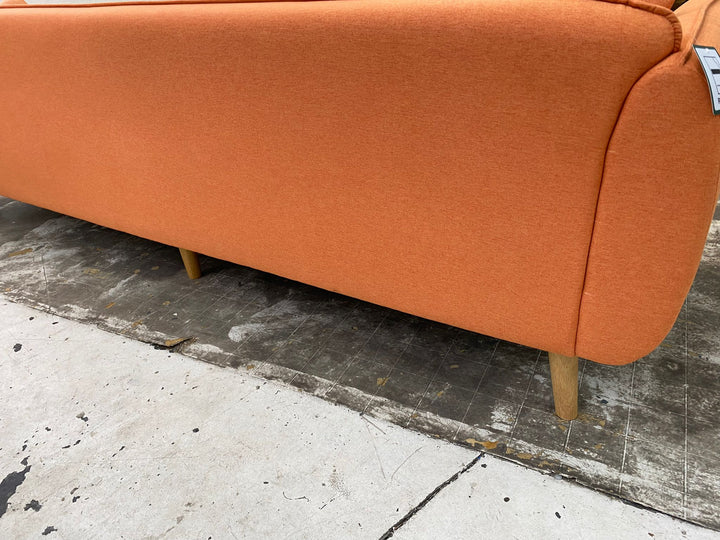 4 Seater Sofa Orange Linen Fabric - W 260 cm x D 90 cm x H 75 cm