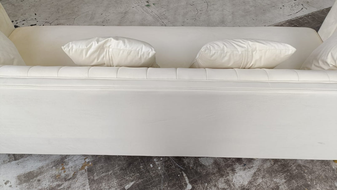 4 Seater Sofa Cream Velvet - W 260 cm x D 84 cm x H 78 cm