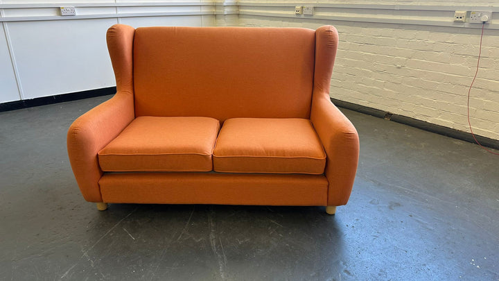 2 Seater Sofa Orange Linen Fabric - W 156 cm x D 100 cm x H 88 cm