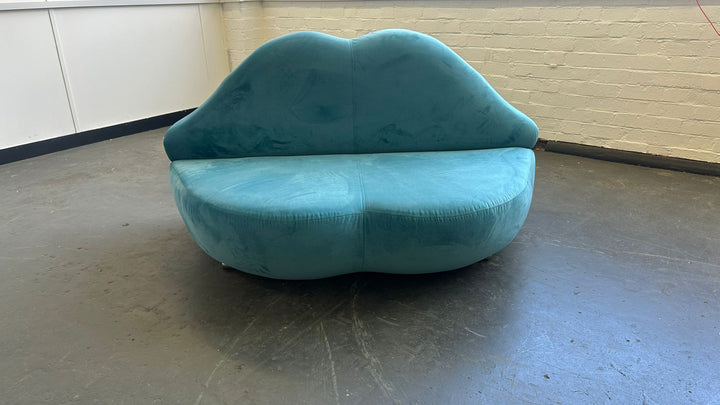 2 Seater Sofa Teal Velvet - W 182 cm x D 80 cm x H 84 cm