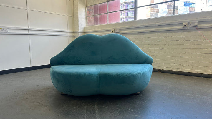 2 Seater Sofa Teal Velvet - W 182 cm x D 80 cm x H 84 cm