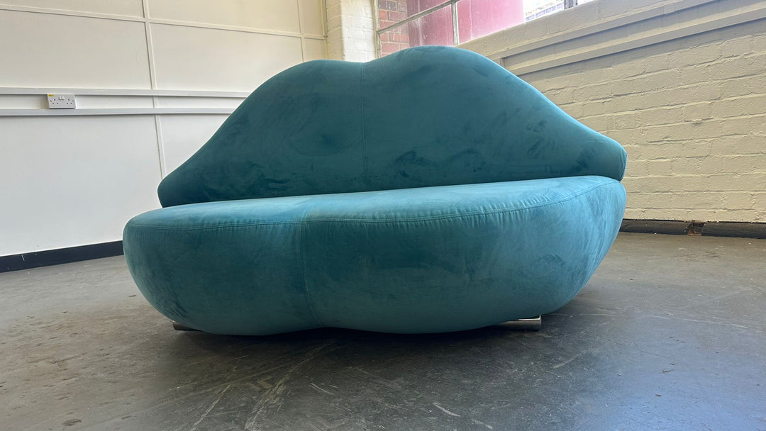 2 Seater Sofa Teal Velvet - W 182 cm x D 80 cm x H 84 cm