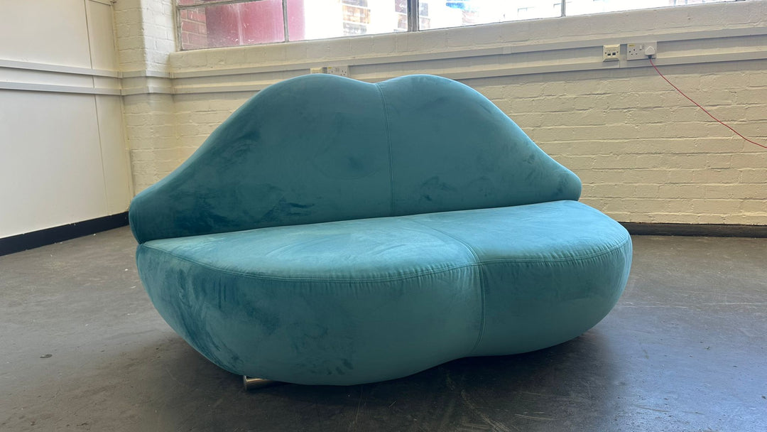 2 Seater Sofa Teal Velvet - W 182 cm x D 80 cm x H 84 cm