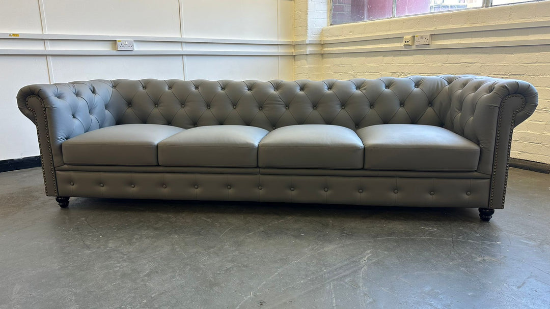 4 Seater Sofa Slate Leather - W 275 cm x D 90 cm x H 75 cm