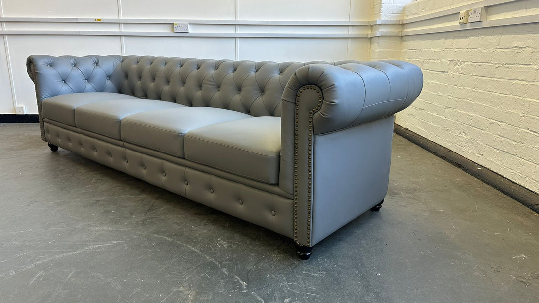 4 Seater Sofa Slate Leather - W 275 cm x D 90 cm x H 75 cm