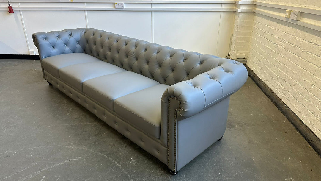 4 Seater Sofa Slate Leather - W 275 cm x D 90 cm x H 75 cm