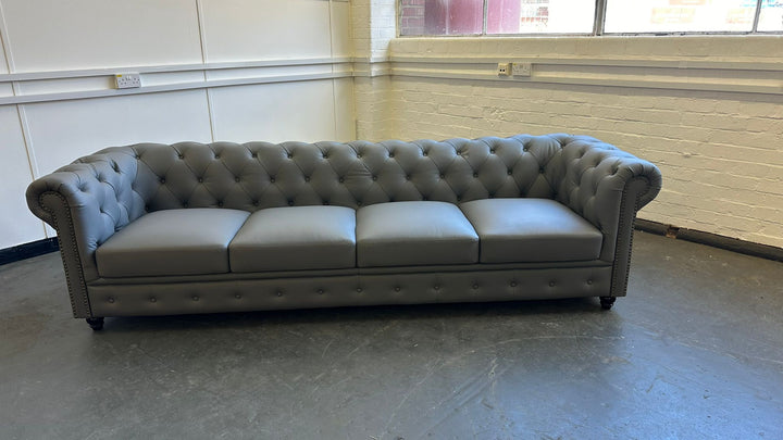 4 Seater Sofa Slate Leather - W 275 cm x D 90 cm x H 75 cm