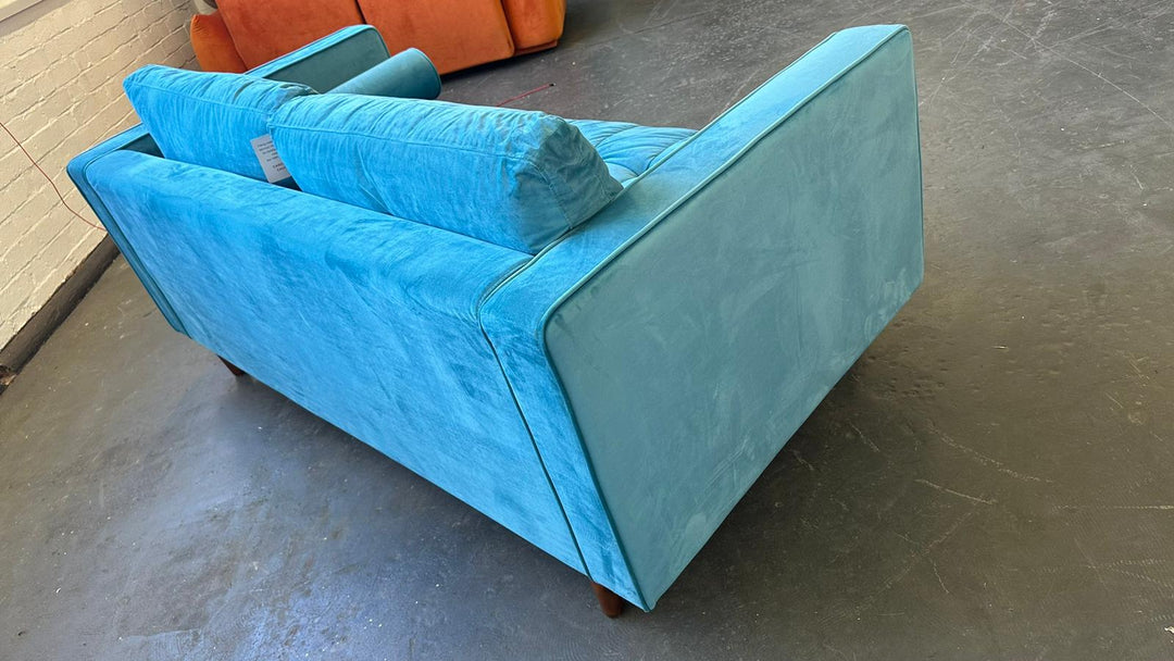 2 Seater Sofa Teal Velvet - W 164 cm x D 92 cm x H 88 cm