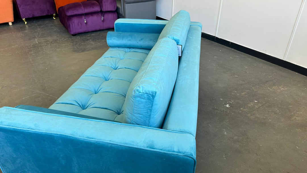 2 Seater Sofa Teal Velvet - W 164 cm x D 92 cm x H 88 cm