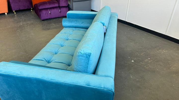 2 Seater Sofa Teal Velvet - W 164 cm x D 92 cm x H 88 cm