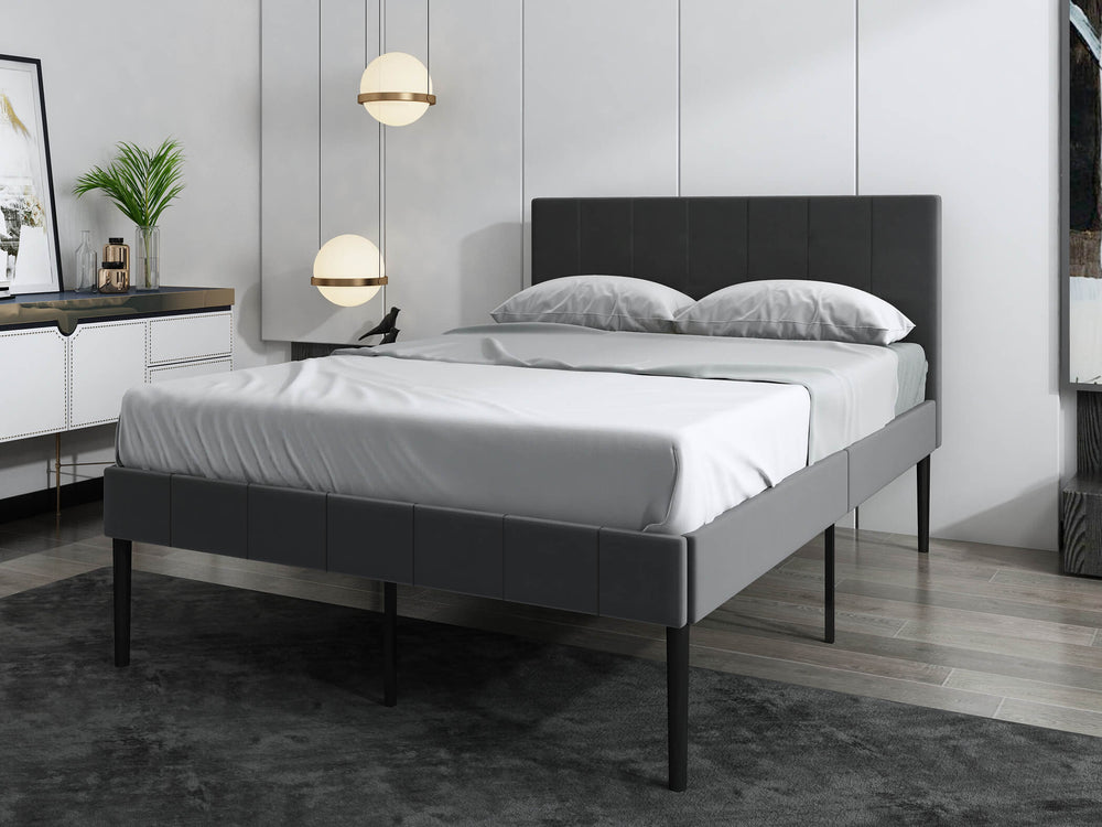 Furnitureful Beds & Bed Frames Leather Bed Grey Frame with 30CM Storage Underneath