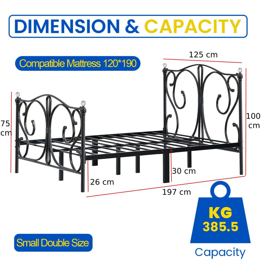 Furnitureful Beds & Bed Frames Luxury Metal Bed Platform Complete Frame Set Headboard & Storage