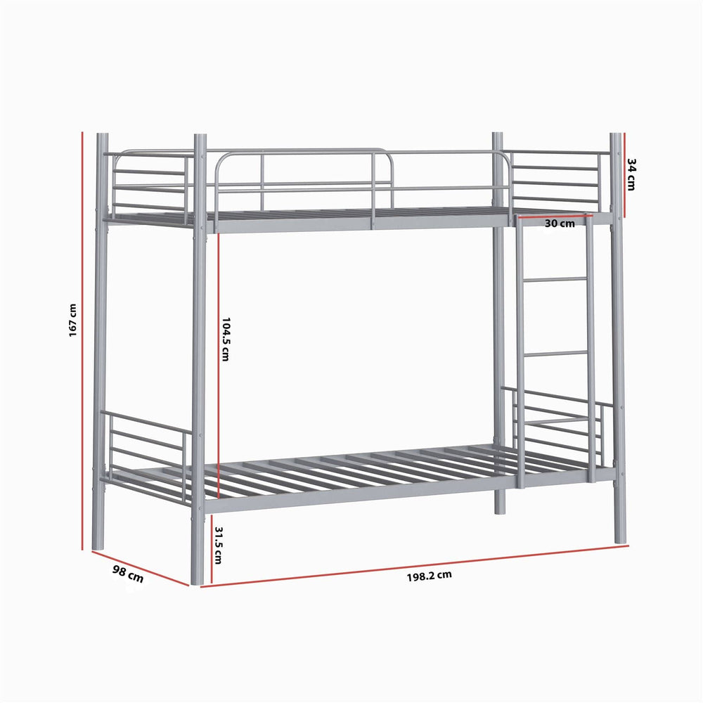 Furnitureful Beds & Bed Frames Single Metal Bunk Bed Black - Converts into 2 Singles