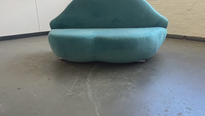 2 Seater Sofa Teal Velvet - W 182 cm x D 80 cm x H 84 cm