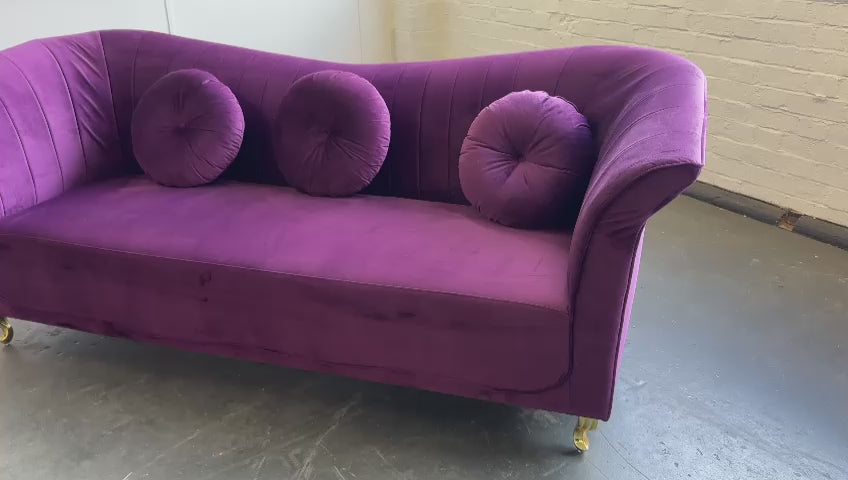 3 Seater Sofa Purple Velvet - W 220 cm x D 94 cm x H 90 cm